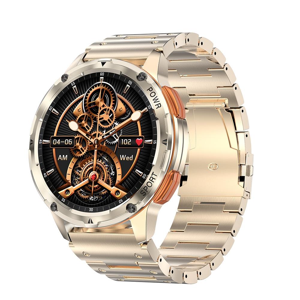 1.43 Inch Amoled Round Screen Steel Strap Smart Watch - Gold