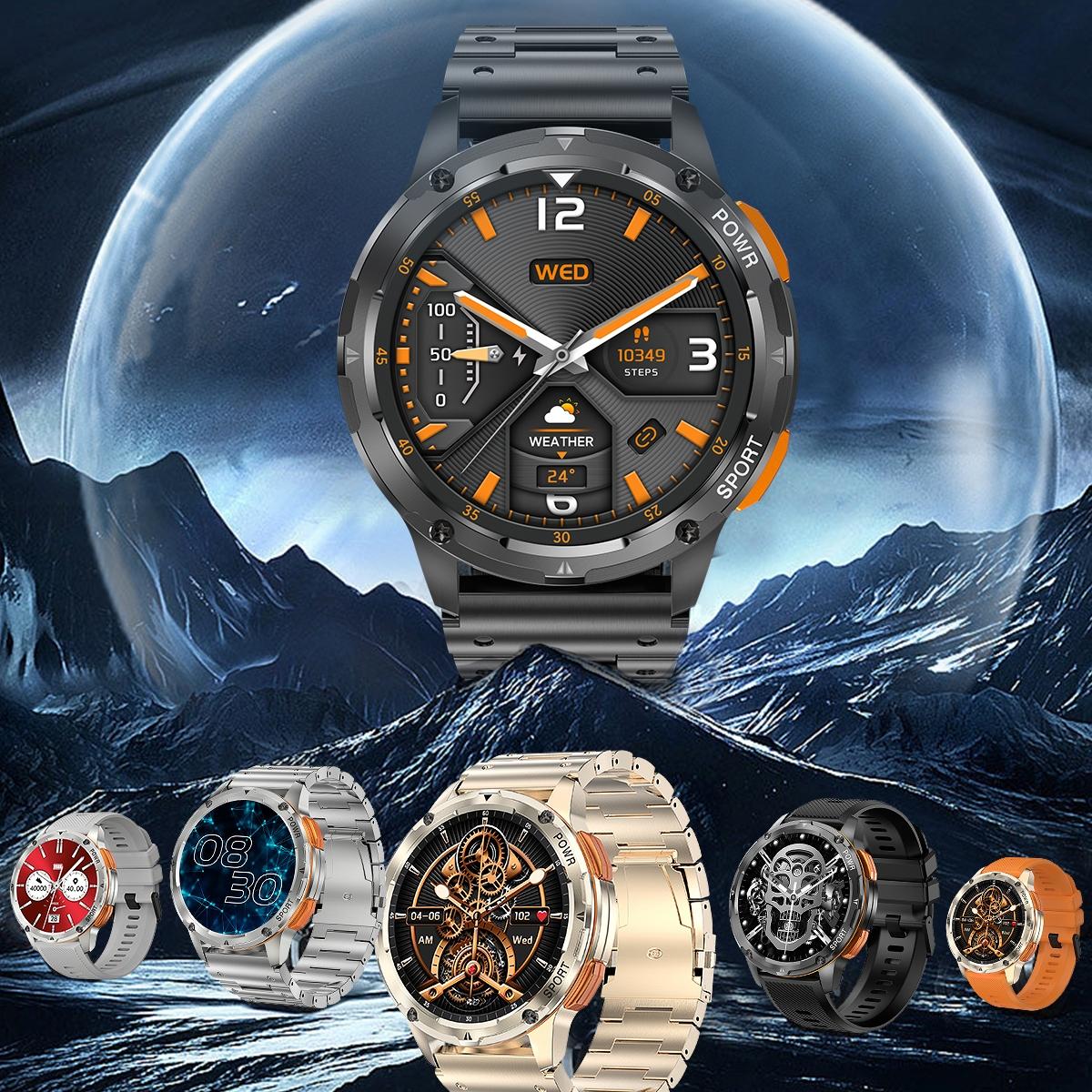 1.43 Inch Amoled Round Screen Steel Strap Smart Watch - Gold