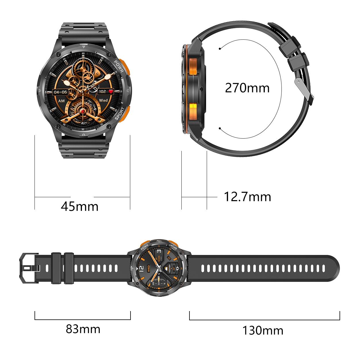 1.43 Inch Amoled Round Screen Steel Strap Smart Watch - Gold