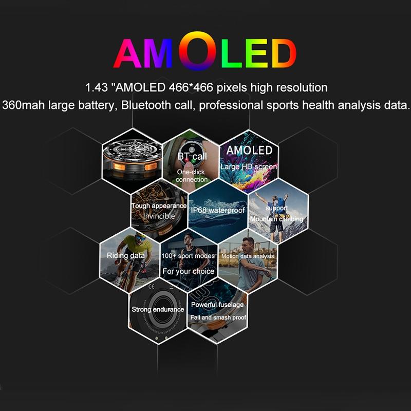 1.43 Inch Amoled Round Screen Steel Strap Smart Watch - Gold