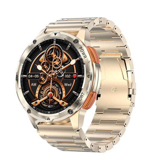1.43 Inch Amoled Round Screen Steel Strap Smart Watch - Gold